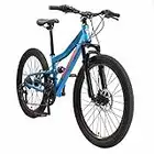 BIKESTAR Bicicleta de montaña Suspensión Doble Bicicleta Juvenil 24 Pulgadas de 8 años | Cambio Shimano de 21 velocidades, Freno de Disco, Fully | niños Bicicleta Azul