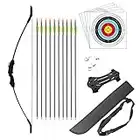 HANSPY Pfeil und Bogen Set für Junior Jagd Anfänger Bogen Recurve Bogenschießen Langbogen Outdoor Kit 15LB für Kinder Teenager (Schwarz)