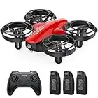 Tomzon Mini Drone for Kids with Battle Mode, A24 Indoor Outdoor RC Drone Quadcopter with Throw to Go, High Speeds Rotation, Self Spin, RC Toys Gifts with 3 Batteries, 3D Flip and Headless Mode, Red