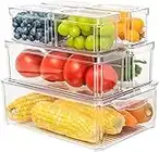 7 Pack Fridge Storage Containers with Lids,Plastic Food Storage Box,Stackable Refrigerator Organizer Bins, Multi-Purpose Kitchen Organization and Storage Bins for Food, Drinks, Veggie, Fruits,Meat