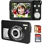 Digital Camera, Compact Vlogging Camera with SD Card 48MP 2.7K / 20FPS 2.7 Inch LCD Screen Anti-Shake Photoflash Selfile for Children Teenagers Beginners Gift (Black)