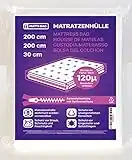 Matti-Bag Housse de Protection en Plastique pour Matelas 200 x 200 cm – 30 cm de Hauteur avec Fermeture éclair, Opaque, Extra résistant aux déchirure 120 µ pour Le Transport, déménagement, Stockage