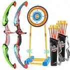 Bow and Arrow for Kids 6-8 8-12, [2022 New] Archery Toy Set for Kids 6+ with Standing Target - 2 Light Up Bows/ 20 Arrows/ 2 Quivers, Toys for Kids 4-6 7 8 9 10-12 Boys Girls Christmas Birthday Gifts