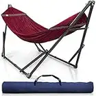 Tranquillo Double Hammock with Stand Included for 2 Persons/Foldable Hammock Stand 600 lbs Capacity Portable Case - Inhouse, Outdoor, Camping, Red