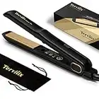 Terviiix Hair Straightener, Anti-Static Tourmaline Ceramic Flat Iron, Non-Snagging Straightening Irons for All Hair Types, 100-240V Worldwide Voltage for Travel, Evenly Fast Heating, Auto Off, 1''