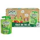 GoGo squeeZ Fruit on the Go Organic, Apple Apple, 3.2 oz (Pack of 12), Unsweetened Organic Fruit Snacks for Kids, Gluten Free, Nut Free and Dairy Free, Recloseable Cap, BPA Free Pouches