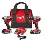 Milwaukee M18 18-Volt Lithium-Ion Brushless Cordless Compact Drill/Impact Combo Kit (2-Tool) W/ (2) 2.0Ah Batteries, Charger & Bag