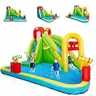 COSTWAY Aire de Jeux Gonflable Grande avec Toboggan Aquatique de Piscine en Plein Air pour Enfants 400 x 335 x 230 CM