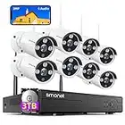 3MP Wireless Security Camera System with Audio 3TB Hard Drive,SMONET 8CH WiFi Home Surveillance DVR Kits,8Pcs 3MP Outdoor Indoor IP Cameras Night Vision,AI Human Detection,Free App