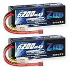 Zeee 3S Lipo Battery 6200mAh 11.1V 100C Hard Case RC Battery with Deans T Connector for 1/8 1/10 Scale Vehicles RC Car Tank Trucks Boats(2 Pack)