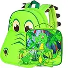 Toddler Backpack for Boys, Dinosaur Kids Preschool Bookbag and Lunch Box, 12" Cute Cartoon Animal Schoolbag