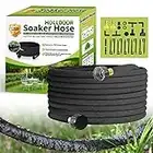 Holldoor Soaker Hose for Garden Beds with Fittings, 1/2’’ Diameter, 70% Water Saving Drip Hoses for Lawn, Landscaping, Garden(100 FT)