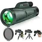 Telescopio Monocular, 12x55 HD Catalejo con Prisma BAK-4 y FMC, Impermeable Telescopio para Movil con Adaptador de Soporte para Smartphone y Trípode, Portátil Telescopios para Paisajes Viajes Caza