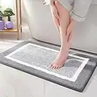 Color G Non Slip Bath Mat, Soft and Water Absorbent Rug, Machine Washable Plush Mat for Bathroom, Laundry Room and Living Room （Grey，16"x24"）