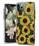 BSLVWG Clear Case for iPhone 11 Pro Max,Flower Floral Flower Pattern Clear Design Hard Back Case with Soft TPU Bumper Protective Case for Apple iPhone 11 Pro Max 6.5 inch 2019 Released (Sun Flower)