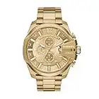 Diesel Men's 51mm Mega Chief Quartz Stainless Steel Chronograph Watch, Color: Gold (Model: DZ4360)