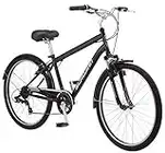 Schwinn Suburban Mens Classic Comfort Bike, 26-Inch Wheels, 7 Speed Drivetrain, 17-Inch Steel Frame, Alloy Linear Hand Brakes, Black