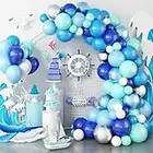 Balloons Arch Kit Blue 103pcs Dark Tiffany Blue Silver White Balloons Garland Kit with Metallic Balloon Teal Pale Light Royal Blue Balloons for Kids Shark Theme Birthday Baby Shower Party Decorations