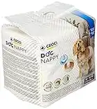 Croci Dog Nappy - Fascia Assorbente per cani maschi, taglia M - Ø 40-50 cm, Mutanda pannolino igienico pipi cane, Antiodore, Usa e getta, Chiusura adesiva regolabile, 12 pz