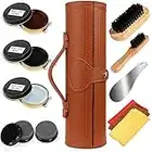 12-Piece Travel Shoe Shine Brush kit Shoe Shine Kit with PU Leather Sleek Elegant Case