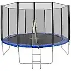 TecTake Trampoline de Jardin Extérieur Échelle Filet de Sécurité Set Enfants Adultes TÜV Rheinland GS Certification - Diverses Tailles (Ø 366 cm)