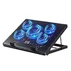 Laptop Cooling Pad, Kootek® 12"-17" Cooler Pad Chill Mat 5 Quiet Fans LED Lights and 2 USB 2.0 Ports Adjustable Mounts Stand Height Angle