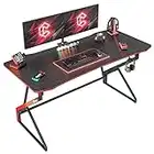 CubiCubi Escritorio para Computadora Gamer Gaming - 140*60*75 cm Mesa Ergonómica Esport Superficie Fibra de Carbono, Marco Z Estable Gancho para Auriculares, Juegos Estudiar Trabajo Dormitorio en Casa