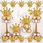 16Pcs Crown Balloons, Large Gold Crown Mylar Foil Balloon for Birthday Wedding Baby Shower Decorations