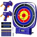 AISIPRIN Electrónico Diana para Nerf,Juegos Exterior para Niños, 2 Pistolas de Juguete,20 Dardo Espuma,Muñequeras de Mano,Destornillador,Juguetes Regalo niños 6 7 8 9 años