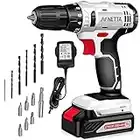 Netta Cordless Drill Driver 13pc, 1300 mAh Li-Ion Battery 20V Lithium-Ion Combi Drill, Electric Screwdriver Accessory Kit, LED Work Light, Suitable for Wood, Plastic and Metal