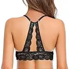 SHEKINI Sujetador Mujers sin Aros Top Corto Bustier Sujetador Triangular Sexy Bralette Racerback Top de Encaje Sujetador con Relleno Almohadilla Extraíble