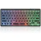 Rii K09 Bluetooth - Tastiera retroilluminata RGB (effetto arcobaleno), custodia inclusa, ricaricabile, compatibile con Windows, Mac, Android, iPad