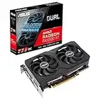 ASUS Dual AMD Radeon RX 6500 XT OC Edition Gaming Grafikkarte (AMD Radeon RX6500XT 4GB GDDR6, PCIe 4.0, 1x HDMI 2.1, 1x DisplayPort 1.4a, DUAL-RX6500XT-O4G)