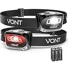 Vont LED Headlamp [Batteries Included, 2 Pack] IPX5 Waterproof, with Red Light, 7 Modes, Head Lamp, for Running, Camping, Hiking, Fishing, Jogging, Headlight Headlamps for Adults & Kids, Red