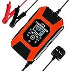 BAITAI Cargador de batería de coche, cargador de batería automático inteligente de 12 V 7 A, que ofrece carga de 7 etapas, adecuado para coche, cortacésped, motocicleta, barco, SUV y más