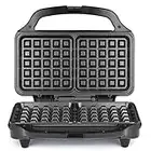 Salter EK2249 Waffle Maker – Deep Fill Wall Iron Machine with XL Non-Stick Cooking Plates, Belgian & American Waffles, Square Homemade Breakfast/Dessert, Cool Touch Handle, Auto Temp Control, 900W