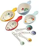 The Pioneer Woman Willow 8 Piece Measuring Scoops and Spring Floral Ceramic Measuring Spoons Set
