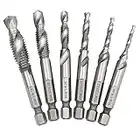 Saiper 6pcs Drill Tap Combination Bit Set (1/8''-3/8'') with 1/4" Hex Shank, HSS 4341 Drill Tap Countersink Screw Thread Bits