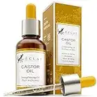 100% Pure Organic Castor Oil for Eyelashes, Eyebrows, Skin, Hair, Nails & Face - Natural Brow/Eyelash Growth Serum Best Hair Growth, Eye Lash Boost 1oz +Applicator