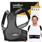 LyfeFocus S1 Premium Breathable Back Posture Corrector for Men & Women - Upper Back Support, Back Brace & Back Straightener - Effective Posture Correction for Neck, Shoulder & Back Pain (Black Medium)