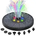 Tiptop Home 3W Solar Fountain, 2022 Upgrade Solar Fountain Pond Pump Solar with 8 Effects,Solar Floating Fountain Pump with Battery,Solar Water Pump Solar Fountain for Garden,Bird Bath, Pond, Black02