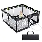 YOBEST Baby Playpen, Small Infant Playard with Gates, Sturdy Safety Playpen with Soft Breathable Mesh, Indoor & Outdoor Toddler Play Pen Activity Center for Babies, Kids, Toddlers