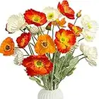 RelatoHolife 6 Stück Kunstblumen Künstliche Blumen Mohnblumen Künstlich Mohn Seidenblumen 59 cm Bulk für Hochzeitssträuße Drinnen Draußen Zuhause Küche Garten Urlaub Dekoration (Rot und weiß)