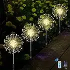 Joysing Gartendeko Solar Gartenleuchte Außen, 4 x 120 LED Solar Feuerwerk Lichter mit Fernbedienung, 8 Modi Gartenstecker Solar Lichter Wasserdicht Solarlampen für Garten Terrasse Deko Warmweiß