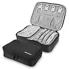 ProCase Travel Jewellery Case Organizer Bag Large, Soft Padded Double Layer Jewelry Carrying Pouch Portable Jewelry Storage Box Holder for Earring Ring Necklace Bracelet, Gift for Women Girls -Black