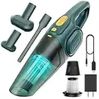 Handheld Vacuum Cordless, 8Kpa Strong Suction Portable Car Vacuum Cleaner, by 3H Fast Charge Rechargeable Battery, 2-in-1 Wet & Dry Mini Vacuum, 30 Mins Runtime for Home,Car,Office (Blackish Green)1