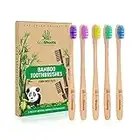 EcoShoots Adults Bamboo Toothbrushes with Firm Bristles | Family Pack of 5 Natural Bamboo Toothbrush | Eco-Friendly Natural Wooden Toothbrush | Organic Biodegradable Handle | BPA Free Tooth Brushes