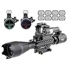 Pinty 4-in-1 4-16x50 EG Tactical Rifle Scope Kit, Dot Laser, Optics Red and Green Dot Reflex Sight, 45 Degree Offset Rail Mount