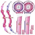 Bow and Arrow Toys for 5 6 7 8 9 10 Years Olds Girls, Archery Set Includes 2 Super Bow with LED Lights, 20 Suction Cups Arrows,Archery Set with Standing Target,3 Target Cans,Gift for Kids