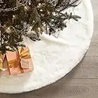 Jupe de Sapin de Noël, 90 cm Tapis de Sapin de Noël Cache-Pied de Sapin Noël Blanche en Fausse Fourrure Tapis Peluche Couvre Pied Arbre de Sapin Noël pour Décoration de Noël